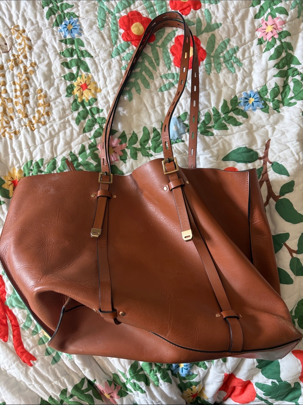 Rag & Bone Cognac Brown Large Leather Tote with Adjustable Shoulder Straps